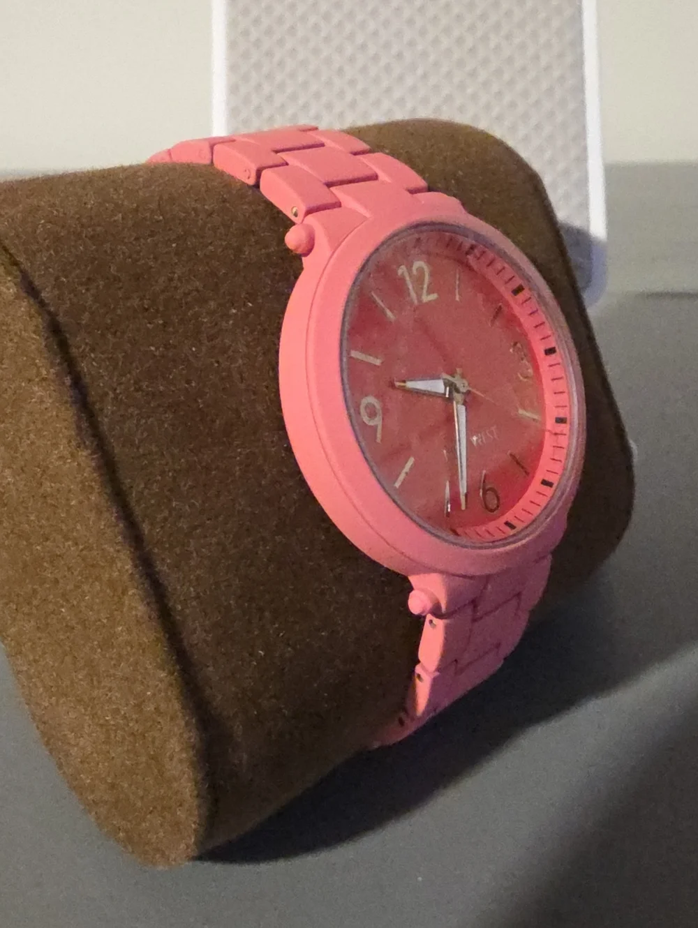 NINE WEST NWT Pink Metal Alloy Bracelet Oversized Women's Watch